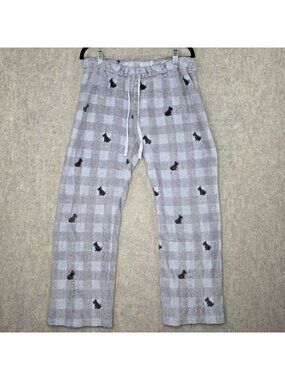 Daydream Womens Gray Pajama Pants With Cat Print Size Large Fleece Loungewear